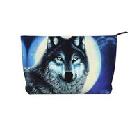 PHAYAH Neceser portátil con estampado de jirafa para madre e hijo, de gran capacidad, de pana, con cremallera, bolsa de viaje, Lobo bajo la luna, Talla única