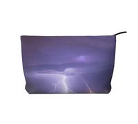 PHAYAH Neceser portátil con estampado de pastel de cereza, de gran capacidad, de pana, con cremallera, bolsa de viaje, Tormenta relámpago, Talla única