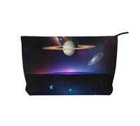 PHAYAH Neceser portátil de gran capacidad con diseño de vista aérea de la playa, bolsa de cosméticos de pana con cremallera, bolsa de viaje, Saturno cósmico, Talla única