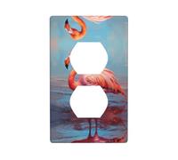 Phayah Nice Flamingo - Placa de pared dúplex con patrón de flamenco, tamaño estándar, policarbonato termoplástico, doble enchufe