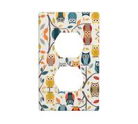 Phayah Nice Owl - Placa de pared dúplex con patrón de búho, tamaño estándar, policarbonato termoplástico, doble enchufe