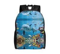 PHAYAH Ocean Dolphin Looking At You Pattern Casual Shoulder Classic Basic Travel Backpack Travel And Outdoor Activities