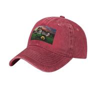 PHAYAH Old Tractor Photo Farm Pattern - Gorra de vaquero unisex para adultos, de algodón, con ala curvada, gorra de béisbol, deportiva, color negro, rosso, Talla única