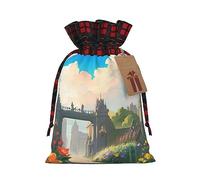 PHAYAH Outside The Castle Gate - Bolsas de Navidad con cordón, bolsas de regalo de Navidad, bolsas de dulces de Navidad, bolsas de golosinas, bolsas de recuerdos de fiesta, pequeñas