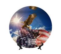 PHAYAH Placa decorativa de porcelana con diseño de águila y bandera de Estados Unidos, duradera, suave y perfecta para el hogar, la oficina y la cafetería