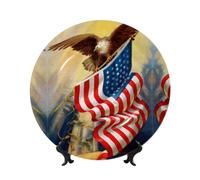 PHAYAH Placa decorativa de porcelana con diseño de águila y bandera de Estados Unidos, duradera, suave y perfecta para el hogar, la oficina y la cafetería