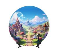 PHAYAH Plato decorativo de porcelana china con diseño de ciudades pequeñas, platos de cerámica con soporte vertical para decoración del hogar y la oficina, 6 pulgadas