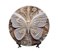 PHAYAH Plato decorativo de porcelana china con diseño de escultura de papel, platos de cerámica con soporte vertical para decoración del hogar y la oficina, 8 pulgadas