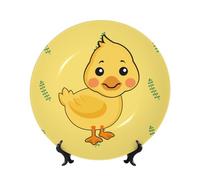 PHAYAH Plato decorativo de porcelana china con diseño de pato de dibujos animados, platos de cerámica con soporte vertical para decoración del hogar y la oficina, 7 pulgadas