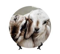 PHAYAH Plato decorativo de porcelana con soporte, bonito patrón de ovejas para oficina, cocina, mesa, decoración para colgar en la pared, 10 pulgadas