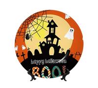 PHAYAH Plato decorativo de porcelana con soporte, diseño de calabaza fantasma de Halloween para oficina, cocina, mesa, decoración para colgar en la pared, 6 pulgadas