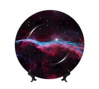 PHAYAH Plato decorativo de porcelana con soporte, diseño de galaxia del universo para oficina, cocina, mesa, decoración para colgar en la pared, 10 pulgadas