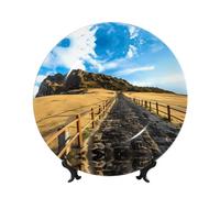 PHAYAH Plato decorativo de porcelana con soporte, diseño de la isla de Jeju, Corea, para oficina, cocina, mesa, decoración para colgar en la pared, 8 pulgadas