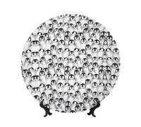 PHAYAH Platos decorativos de porcelana china con soporte, diseño de pingüinos lindos, placa redonda de exhibición para cocina, comedor, gabinete de vino, decoración del hogar, 10 pulgadas