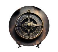 PHAYAH Platos decorativos de porcelana de hueso con soporte, diseño mágico, runas nórdicas, brújula, placa redonda para cocina, comedor, gabinete de vino, decoración del hogar, 6 pulgadas