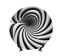 PHAYAH Platos decorativos de porcelana de hueso con soporte en espiral, ilusión óptica, patrón GIF, placa redonda para cocina, comedor, gabinete de vino, decoración del hogar, 7 pulgadas