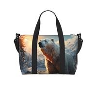 Phayah Polar Bear in Winter - Bolsa de viaje para fin de semana, gimnasio, para mujeres y niñas, resistente al agua, Black, Talla única