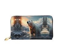 PHAYAH Polar Bear In Winter Pattern - Cartera larga con cremallera para mujer, de piel, gran capacidad, tarjetero