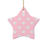 Phayah Pomeranians Puppies and Point Pattern Ceramic Star Shape Christmas Tree Ornaments, Family New Year Home Souvenirs for Meatherings