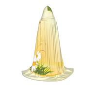 PHAYAH Poncho con capucha con estampado de flores de manzanilla y mariposas voladoras, unisex, para Navidad, cosplay, Halloween, fiesta de máscaras, talla L