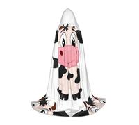 PHAYAH Poncho con capucha unisex con diseño de vaca de leche de dibujos animados, para cosplay, Halloween, fiesta de máscaras, talla S