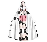 PHAYAH Poncho con capucha unisex con diseño de vaca de leche de dibujos animados para cosplay, Halloween, fiesta de máscaras