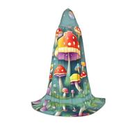 PHAYAH Poncho con capucha unisex con patrón de hongos de colores para cosplay, Halloween, fiesta de máscaras, talla M