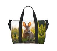 Phayah Rabbit in The Grass - Bolsa de viaje de viaje, bolsa de gimnasio, bolsa de hombro para fin de semana para mujer, Black, Talla única