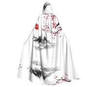 PHAYAH Red Sun Hill - Poncho con capucha unisex con patrón de Japón para cosplay, Halloween, fiesta de máscaras