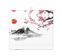 Phayah Red Sun Hill, tapetes de secado con patrón japonés para encimera de cocina, 16 x 18 pulgadas, tapete de secado de microfibra, accesorios de cocina, escurridor de platos