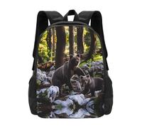 PHAYAH Rge And Small Black Bears Pattern Casual Shoulder Classic Basic Travel Backpack Travel and Outdoor Activities Resistant