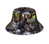 PHAYAH Rge and Small - Sombrero de pescador con estampado de osos negros, sombrero de pescador UV reflectante de ala ancha para pesca, senderismo, playa