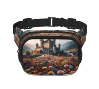 Phayah Riñonera con diseño de flores y mar fuera del castillo para hombres y mujeres, riñonera para viajes, senderismo, correr, deportes al aire libre
