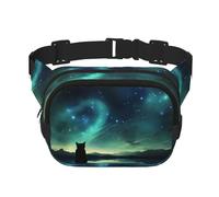 Phayah Riñonera con diseño de gato mirando estrellas, para hombres, mujeres, entrenamiento, viajes, casual, correr, senderismo, ciclismo, riñonera