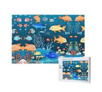 Phayah Rompecabezas azul submarino del mundo de peces para adultos, 1000 piezas. Decoración del hogar, fiesta de cumpleaños para hombres y mujeres, 29.5 x 19.7 pulgadas