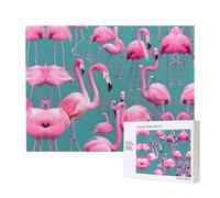 Phayah Rompecabezas de 500 piezas para adultos, diseño de una bandada de flamencos, decoración del hogar, fiesta de cumpleaños para hombres y mujeres, 20.4 x 38.1 cm