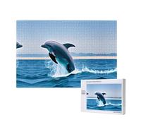 Phayah Rompecabezas de delfines saltando para adultos, 1000 piezas. Decoración del hogar, fiesta de cumpleaños para hombres y mujeres, 74.5 x 50.0 cm