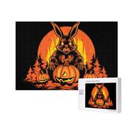 Phayah Rompecabezas de Halloween con patrón de conejo, imagen artística de pared para decoración del hogar, 300 piezas