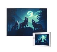 Phayah Rompecabezas de lobo aullando en luna llena para adultos, 1000 piezas. Decoración del hogar, fiesta de cumpleaños para hombres y mujeres, 29.5 x 19.7 pulgadas