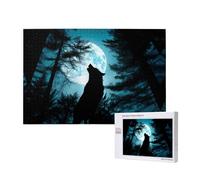 Phayah Rompecabezas de lobo bajo la luna para adultos, 1000 piezas, decoración del hogar, fiesta de cumpleaños para hombres y mujeres, 29.5 x 19.7 pulgadas