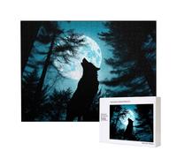 Phayah Rompecabezas de lobo bajo la luna para adultos, 500 piezas, decoración del hogar, fiesta de cumpleaños para hombres y mujeres, 20.4 x 15 pulgadas