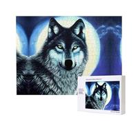 Phayah Rompecabezas de lobo bajo la luna para adultos, 500 piezas, decoración del hogar, fiesta de cumpleaños para hombres y mujeres, 20.4 x 15 pulgadas