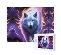 Phayah Rompecabezas de lobo blanco morado para adultos, 500 piezas. Decoración del hogar, fiesta de cumpleaños para hombres y mujeres, 20.4 x 15 pulgadas