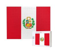 Phayah Rompecabezas de madera de 500 piezas con la bandera de Perú para familiares y amigos, decoración del hogar, arte de pared, 20.4 x 38.1 cm