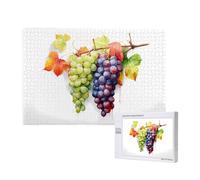 Phayah Rompecabezas de madera para niños, 1000 piezas, para decoración del hogar, 75 x 50 cm, patrón de dos racimos de uvas