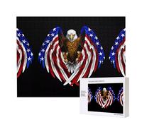 Phayah Rompecabezas de madera para niños y adultos, 500 piezas, decoración del hogar, 52 x 38 cm, bandera de Estados Unidos, patrón patriótico de águila