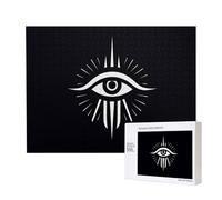 Phayah Rompecabezas de madera para niños y adultos, 500 piezas, decoración del hogar, 52 x 38 cm, patrón de ojos de línea blanca