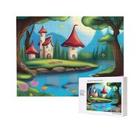 Phayah Rompecabezas de madera para niños y adultos, 500 piezas, decoración del hogar, 52 x 38 cm, patrón de ciudad de cuento de hadas