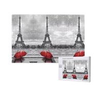 Phayah Rompecabezas de Torre Eiffel con paraguas rojo para adultos, 1000 piezas. Decoración del hogar, fiesta de cumpleaños para hombres y mujeres, 29.5 x 19.7 pulgadas