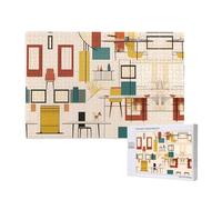 Phayah Rompecabezas moderno de mediados de siglo para adultos, 1000 piezas. Decoración del hogar, fiesta de cumpleaños para hombres y mujeres, 29.5 x 19.7 pulgadas